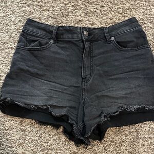 Happily grey Black Frayed Hem Women's Denim Shorts o